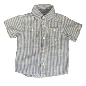 OshKosh B'Gosh Button Down Shirt Woven Short Sleeve Toddler Boys Striped 18 m